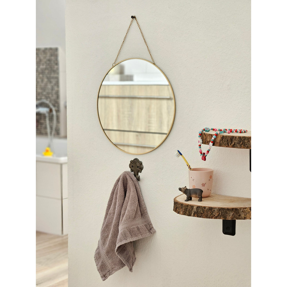 Round mirror, wall mirror, make-up mirror, round decorative mirror, metal, GOLD Ø 30 cm