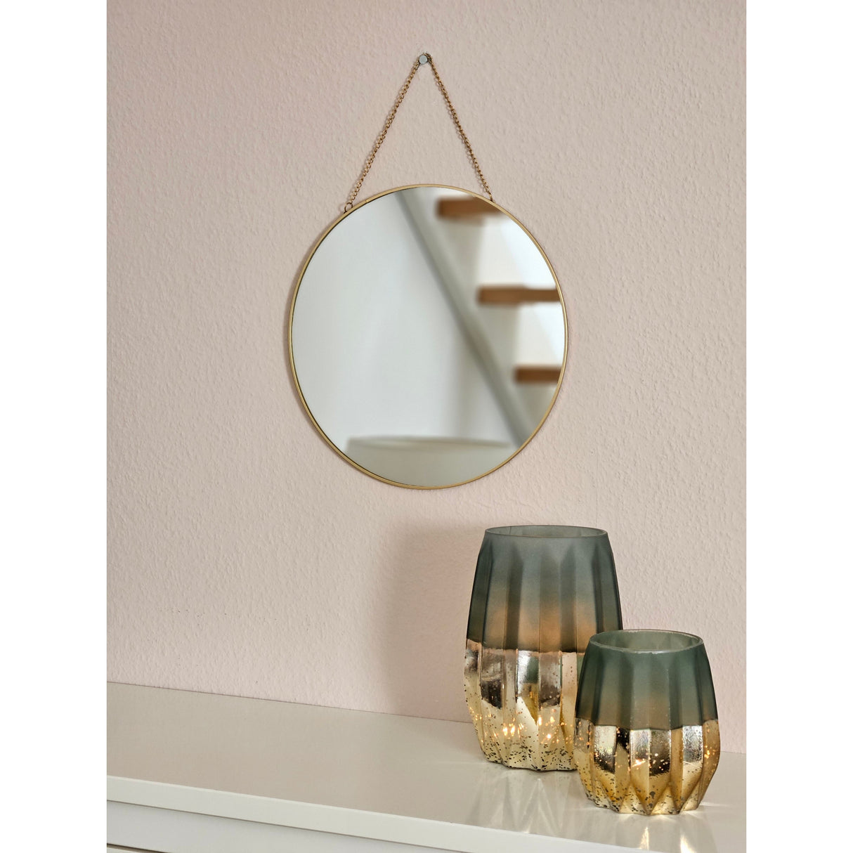 Round mirror, wall mirror, make-up mirror, round decorative mirror, metal, GOLD Ø 30 cm