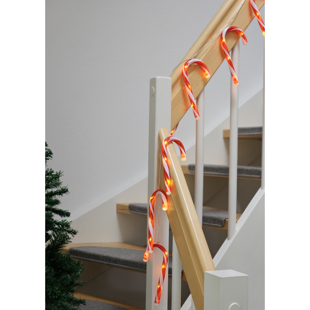 Lichterkette 180 cm Zuckerstangen LED Batterie warmweiß Weihnachtsbeleuchtung