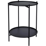 Beistelltisch kleiner Couchtisch Metalltisch Wohnzimmertisch rund schwarz Metall - Beistelltisch