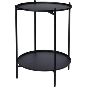 Beistelltisch kleiner Couchtisch Metalltisch Wohnzimmertisch rund schwarz Metall - Beistelltisch