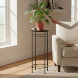 Beistelltisch MANHATTEN Metalltisch Tisch rund 50-70 cm Höhe Schwarz - Beistelltisch