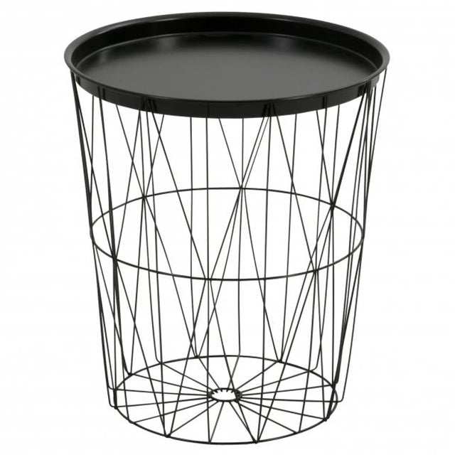 Beistelltisch Metalltisch Couchtisch Drahttisch rund schwarz 46x40 cm Tablett funktion - Beistelltisch