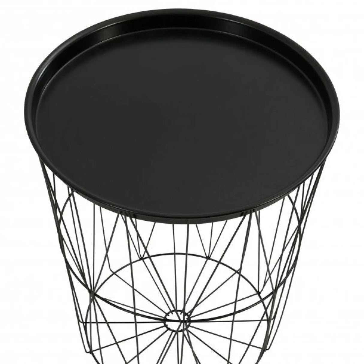 Beistelltisch Metalltisch Couchtisch Drahttisch rund schwarz 46x40 cm Tablett funktion - Beistelltisch