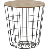 Beistelltisch Tisch Stauraum Korb Couchtisch Metall Nachttisch schwarz B-Ware - Beistelltisch