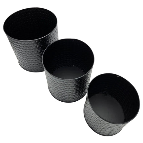 Blumentopf Übertopf Pflanzenkübel Topf Kübel 3er Set schwarz rund Metall Matt - Blumentopfset