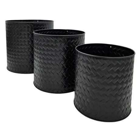 Blumentopf Übertopf Pflanzenkübel Topf Kübel 3er Set schwarz rund Metall Matt - Blumentopfset