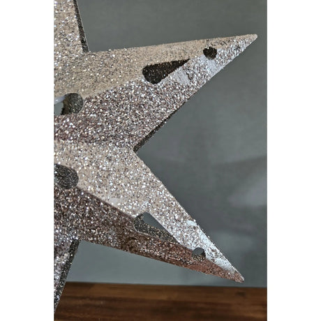 Christbaumspitze 35cm Baumspitze Weihnachten Metall Glitzer LED Stern B-WARE - Weihnachtsstern LED