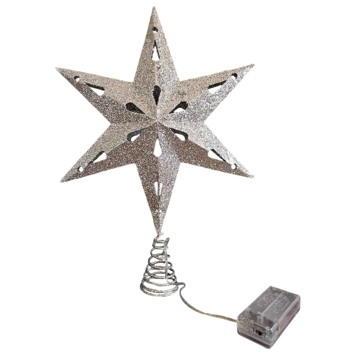 Christbaumspitze 35cm Baumspitze Weihnachten Metall Glitzer LED Stern B-WARE - Weihnachtsstern LED