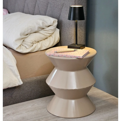 Couchtisch Beistelltisch beige 37x30 Retro Metalltisch rund kleiner Tisch B-Ware - Beistelltisch