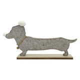 Dackel Filz Dekoration Weihnachten Aufsteller mit Glocke Hund auf Sockel 47 cm - Aufsteller