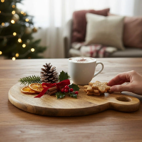 Deko Holzbrett Mango Unterlage rund Aufhängung 24 o 33 cm Tablett Kerzentablett - Dekobrett