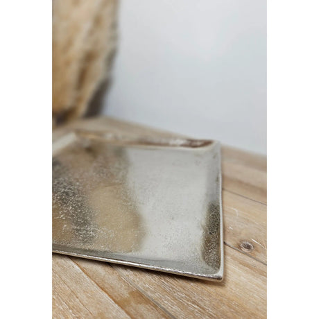 Dekoschale Dekoteller Metall Kerzentablett 25x25 cm Tablett Silber Quadratisch - Dekoteller