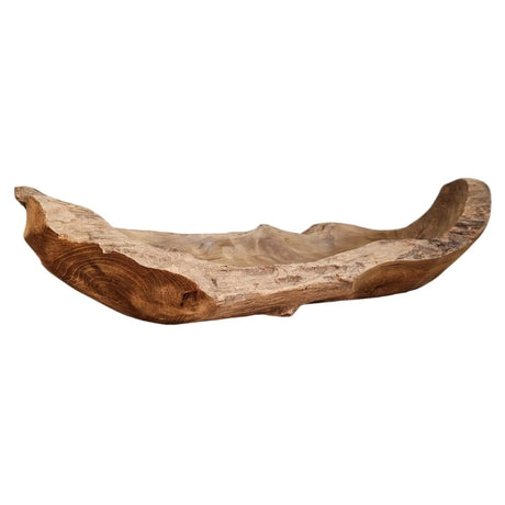 Dekoschale Naturschale Teak Holz lang 60 cm Schale braun massiv stabil Obstschale XL - Holzschale