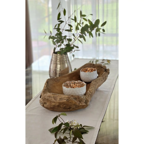 Dekoschale Naturschale Teak Holz lang 60 cm Schale braun massiv stabil Obstschale XL - Holzschale