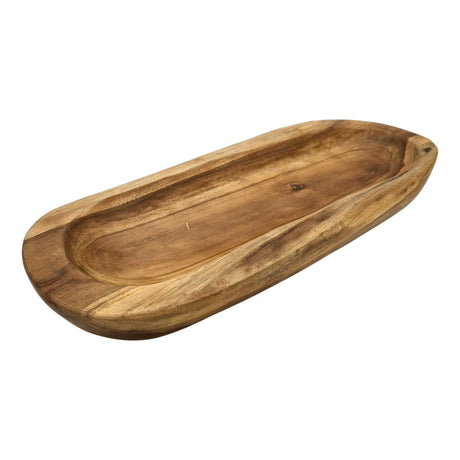 Dekoschale Naturschale Teak Holz lang 60 cm Schale braun massiv stabil Obstschale XL - Holzschale