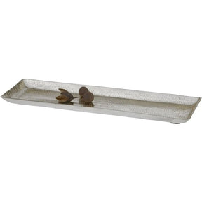 Dekoschale silber 29x9 cm Kerzentablett Metallschale Hammerschlag - Dekotablett