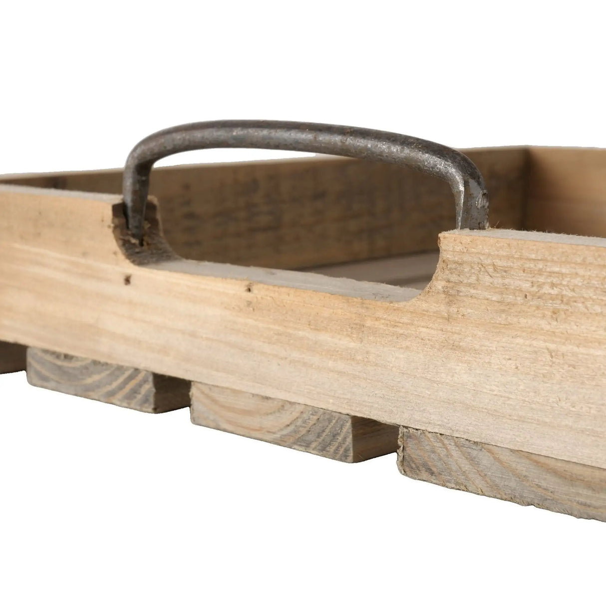 Dekotablett Serviertablett Holztablett braun 30 cm cm Holz Metallgriff dekorativ 2er Set - Dekotablett