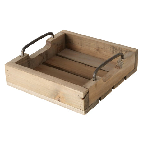 Dekotablett Serviertablett Holztablett braun 30 cm cm Holz Metallgriff dekorativ 2er Set - Dekotablett