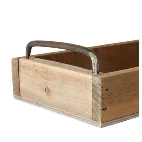 Dekotablett Serviertablett Holztablett braun 38 cm Holz Metallgriff dekorativ 2er Set - Dekotablett