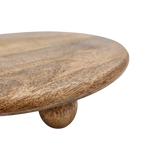 Dekoteller rund auf Füßen Kerzentablett Mangoholz 29 cm Holztablett Blumenhocker Dekorativ - Dekoteller