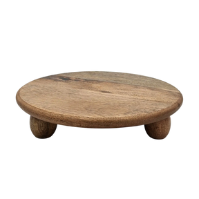 Dekoteller rund auf Füßen Kerzentablett Mangoholz 29 cm Holztablett Blumenhocker Dekorativ - Dekoteller