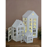3 Laternenhäuser Windlicht Laternen Häuser Laterne Haus Metall weiß 3er SET