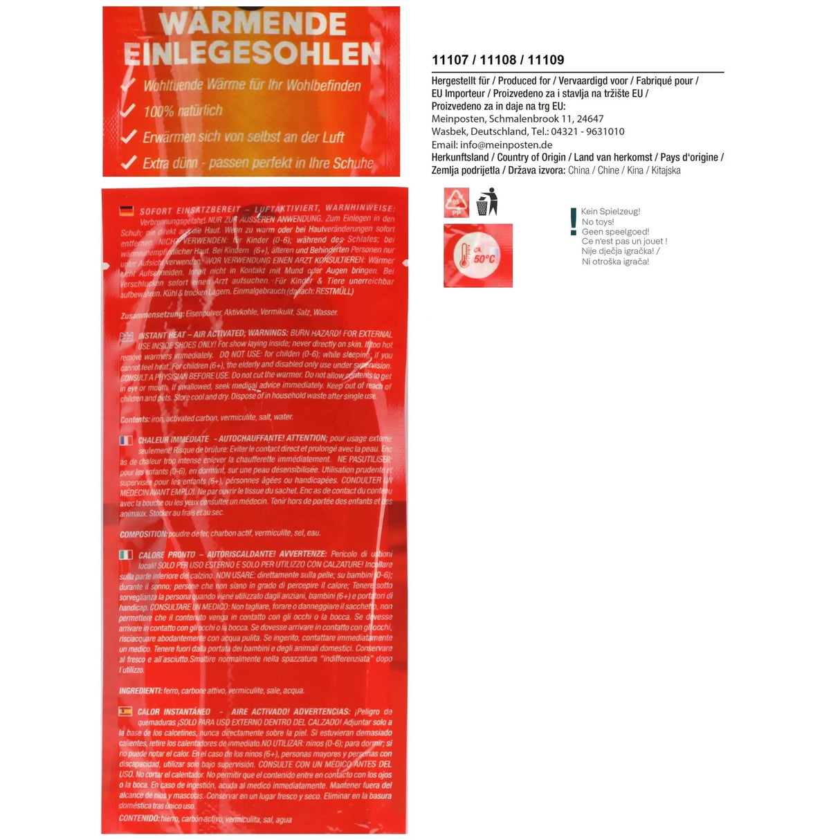 Einlegesohlen Thermoeinlegesohlen Wärmesohlen Fußwärmer 5 PAARE Heizsohlen S M L - Einlegesohlen