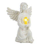 Engel Figur Gartendeko Solar Gartenfiguren Außen LED 22x16 Schutzengel Grab - Solarleuchte