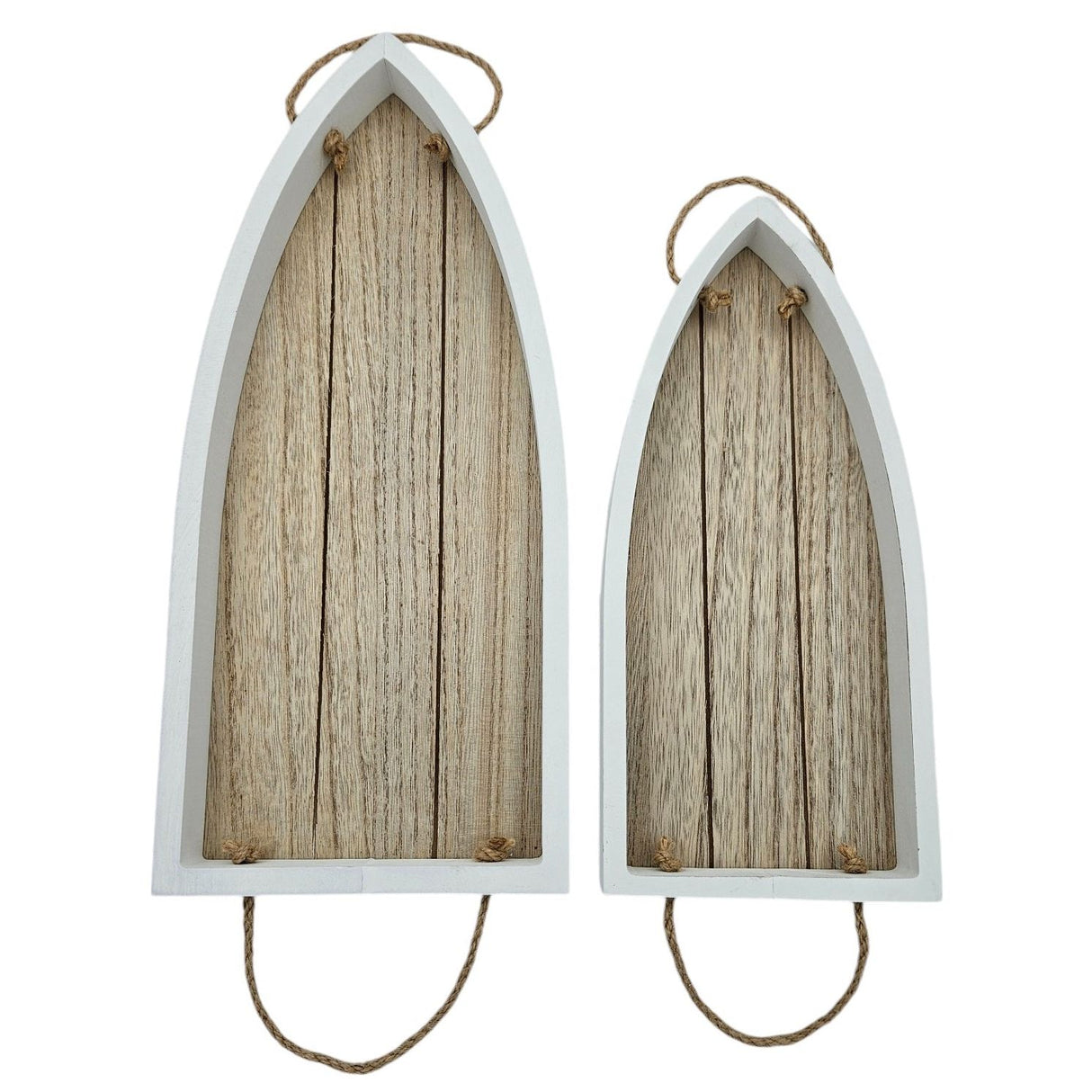 Tablett Boot Schale Set Wanddeko Maritim Kerzenteller Weiß Holz Hängend Kordeln