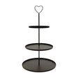 Etagere Paris schwarz 48x30 rund Metall 3 Schichten 3-Stöckig Vintage Muffin Herz - Etagere