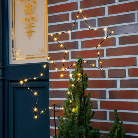 Gartenstecker Stern LED Weihnachtsbeleuchtung batterie Timer warmweiß 50x98 cm - Gartenstecker Stern