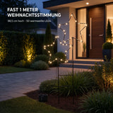 Gartenstecker Stern LED Weihnachtsbeleuchtung batterie Timer warmweiß 50x98 cm - Gartenstecker Stern