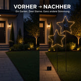 Gartenstecker Stern LED Weihnachtsbeleuchtung batterie Timer warmweiß 50x98 cm - Gartenstecker Stern