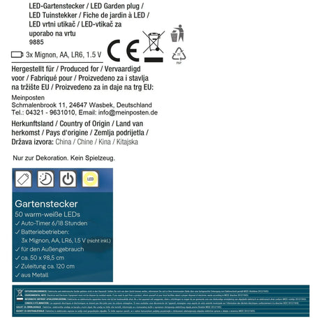 Gartenstecker Stern LED Weihnachtsbeleuchtung batterie Timer warmweiß 50x98 cm - Gartenstecker Stern