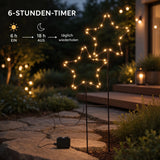 Gartenstecker Stern LED Weihnachtsbeleuchtung batterie Timer warmweiß 50x98 cm - Gartenstecker Stern