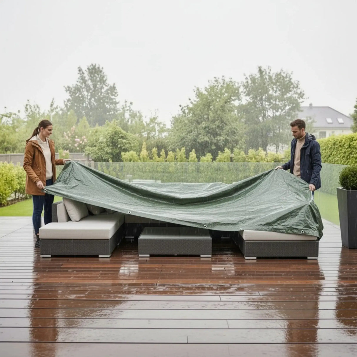 Gewebeplane Abdeckplane grün 3x4 m 120 g UV Beständig Wasserdicht Ösen verstärkter Rand - Abdeckplane