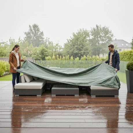 Gewebeplane Abdeckplane grün 3x4 m 120 g UV Beständig Wasserdicht Ösen verstärkter Rand - Abdeckplane