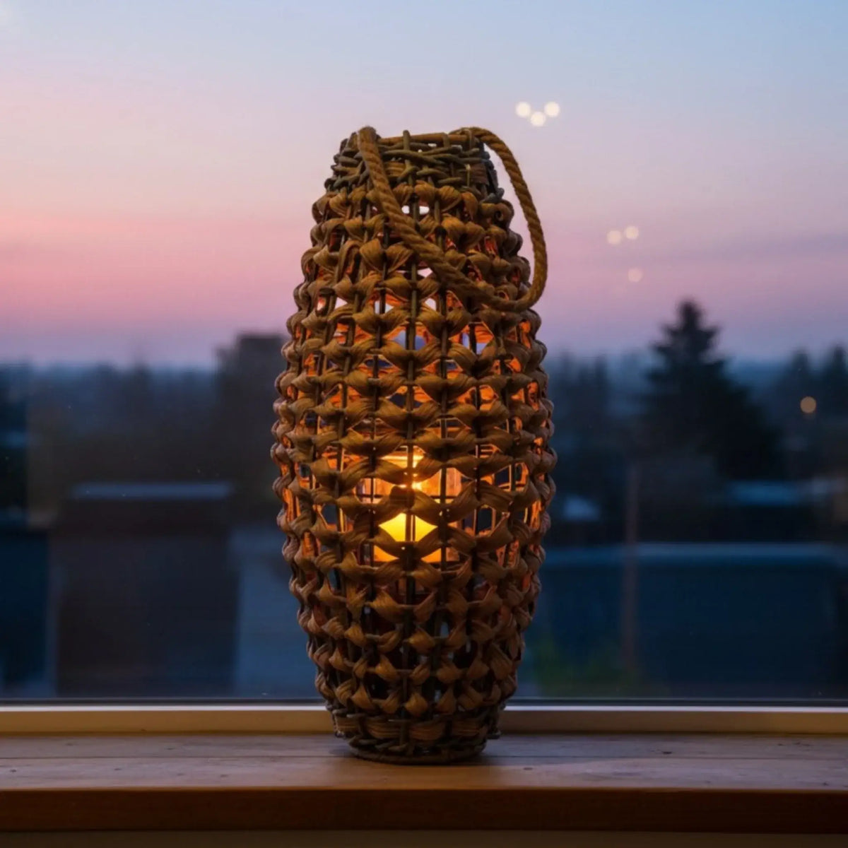 Windlicht XXL Laterne Geflecht Rattan-Optik – Garten Deko GILDE – Miamonda
