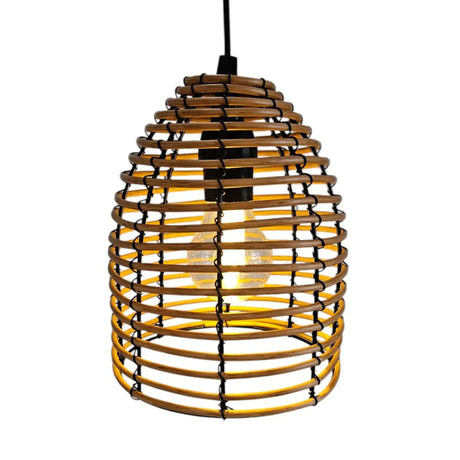 Hängeleuchte LED Rattan Optik Außen Innenbereich 18x16 cm Gartenbeleuchtung - Hängeleuchte
