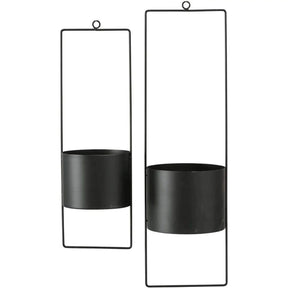 Hängetopf Blumentopf Metall schwarz indoor outdoor Balkon Fenster Blumenampel 2er set - Blumenampel Set