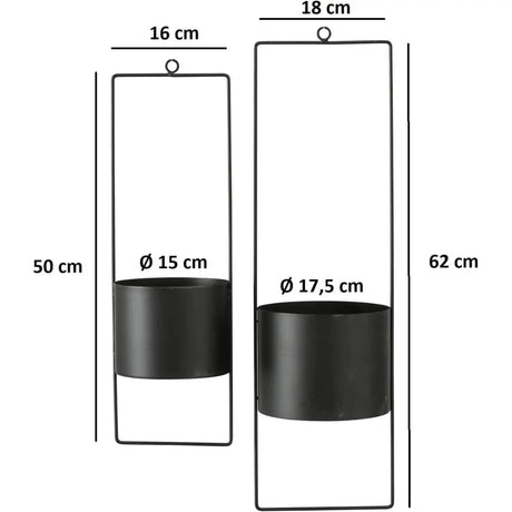Hängetopf Blumentopf Metall schwarz indoor outdoor Balkon Fenster Blumenampel 2er set - Blumenampel Set