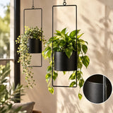 Hängetopf Blumentopf Metall schwarz indoor outdoor Balkon Fenster Blumenampel 2er set - Blumenampel Set