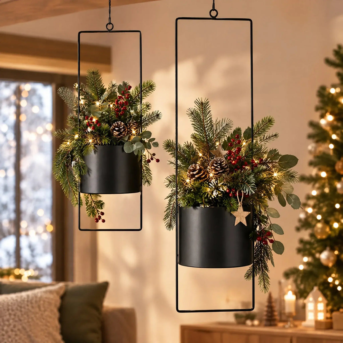 Hängetopf Blumentopf Metall schwarz indoor outdoor Balkon Fenster Blumenampel 2er set - Blumenampel Set