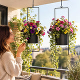 Hängetopf Blumentopf Metall schwarz indoor outdoor Balkon Fenster Blumenampel 2er set - Blumenampel Set