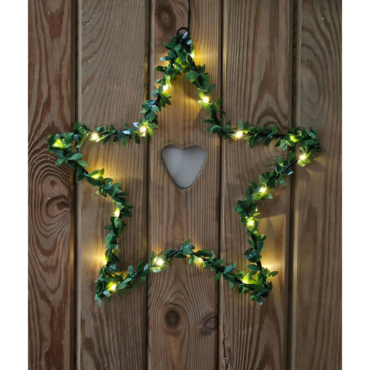 Herz Stern Fenster LED Silhouette Warmweiß Weihnachtsbeleuchtung 30cm Deko grün - Weihnachtsbeleuchtung