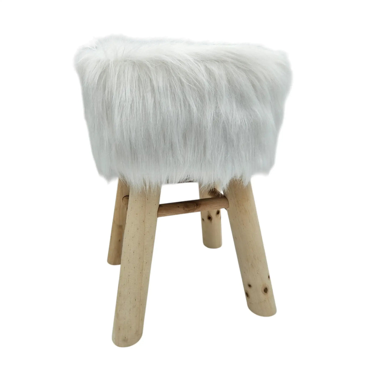 Hocker Fellhocker 40x29 weiß Natur Landhaus Beistelltisch Kinderhocker 120 kg - Hocker