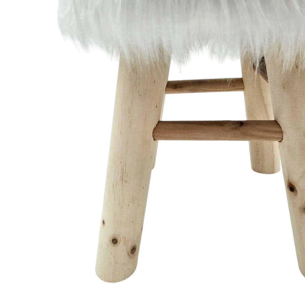 Hocker Fellhocker 40x29 weiß Natur Landhaus Beistelltisch Kinderhocker 120 kg - Hocker