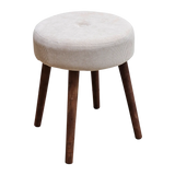 Hocker Fußhocker Polsterhocker Cord Holzbeine Sitzhocker rund beige 35x45 cm - Hocker