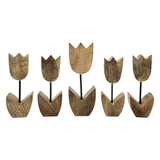 Holzblumen Dekoration aus Mangoholz 5er Set – Deko Blumen aus Holz 14–18 cm - Blumen